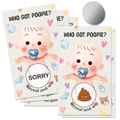 50 Pcs Who Got Poople Themed Scratch off Game Cards, Dirty Diaper Baby Scratch Off Lottery Tickets, Gender Reveal Games Supplies for Birthday Baby Shower Party, Raffle Tickets - color: Light Gray