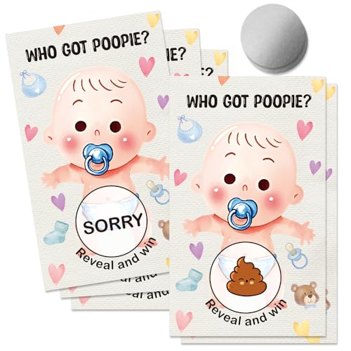 50 Pcs Who Got Poople Themed Scratch off Game Cards, Dirty Diaper Baby Scratch Off Lottery Tickets, Gender Reveal Games Supplies for Birthday Baby Shower Party, Raffle Tickets - color: Light Gray