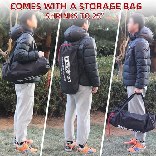 PDGA Approved - HIAARO Portable Disc Golf Basket with 16 Heavy Duty Chains, Foldable Disc Golf Target with Carry Bag for Practice