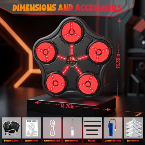 Cool Boxing Machine Toys for Kids Aged 5-12, Wall-Mounted Smart Bluetooth Punching Bag, Boxing Training Equipment with Boxing Glove, Birthday Gifts for 5 6 7 8 9 10 11 12 Year Old Boys