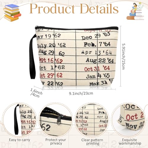 Sieral 2 Pcs Animal Lover Bag Gift for Women Travel Canvas Tote Portable Zipper Pouch Canvas Reusable Grocery Tote - style: Librarian