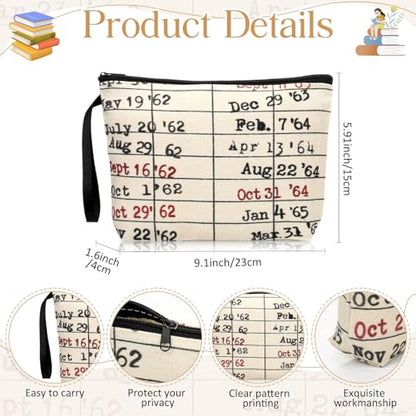 Sieral 2 Pcs Animal Lover Bag Gift for Women Travel Canvas Tote Portable Zipper Pouch Canvas Reusable Grocery Tote - style: Librarian