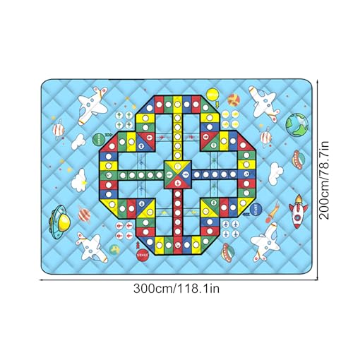 Kids Outdoor Play Mat,Waterproof Picnic Blanket with Chess Pieces | Lightweight Foldable Kids Crawling Pad 3 Layers Family Board Game for Lawn Beach Park Festival