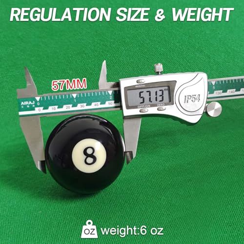 Replacement 8 Ball – Regulation 2-1/4" Resin Billiard Ball, Precision Weighted, Single Black Pool Ball for American Tables