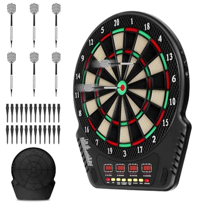 Dart Board 6 Darts Voice Scoring Wall Mount Home/Bar | Play at home, bar, or game room. Voice prompts guide turns and announce scores. No manual scoring needed