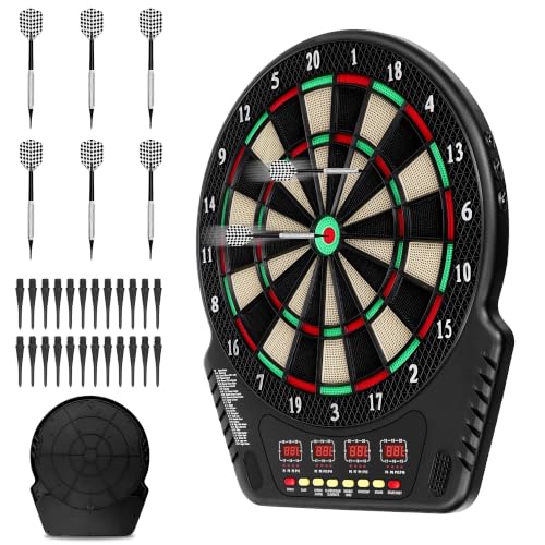 Dart Board 6 Darts Voice Scoring Wall Mount Home/Bar | Play at home, bar, or game room. Voice prompts guide turns and announce scores. No manual scoring needed