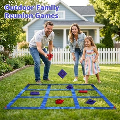Giant Tic Tac Toe Game Outdoor with Cornhole Bean Bag, 4ft x 4ft Large Bean Bag Tic Tac Toe Toss, Travel Beach Lawn Backyard Cornhole Games for Kids Adults, Birthday Party Family Reunion Game