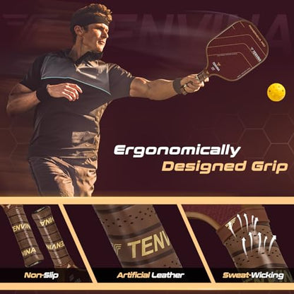 TENVINA Pickleball Paddles, Thermoformed T700SC Carbon Fiber Pickleball Paddle, Pickle Ball Paddle USAPA Approved with Dominant Power and Larger Sweet Spot - color: PRO-Aramid-Wider-16MM Control