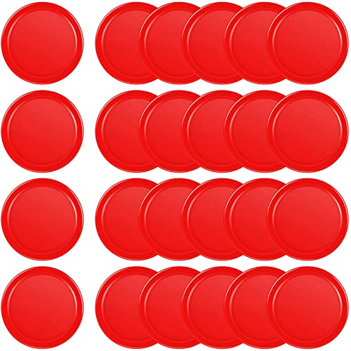 Coopay 24 Pieces Home Air Hockey Pucks 2.5 Inch Heavy Replacement Pucks for Game Tables Equipment Accessories, 12 Grams - color: Red