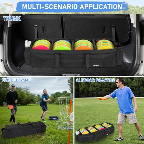 Disc Golf Storage Bag Durable Large Capacity with Dividers and Multi Side Pockets, Black - style: 34.5 X 10.2 X 10.2 Inch