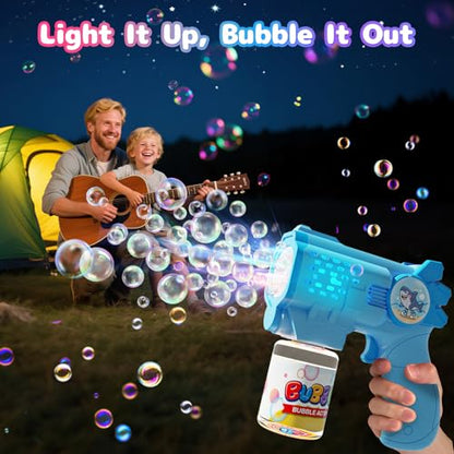 EagleStone Bubble Guns Machine for Toddlers, Automatic Light Up Bubble Blower with 4 Pre-Filled Bubble Solution, 10,000 Bubbles/Minute, Outdoor, Birthday, Easter, for Boys and Girls 3+ - color: Blue,light Pink