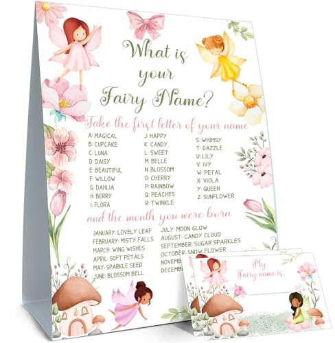 Fairy Party Decorations,Fairy First Birthday Decorations,Fairy Party Games,Birthday Games for Kids Party,Fun for Adults & Kids Game,What's Your Fairy Name Game - style: Fairy 1