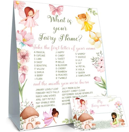 Fairy Party Decorations,Fairy First Birthday Decorations,Fairy Party Games,Birthday Games for Kids Party,Fun for Adults & Kids Game,What's Your Fairy Name Game - style: Fairy 1
