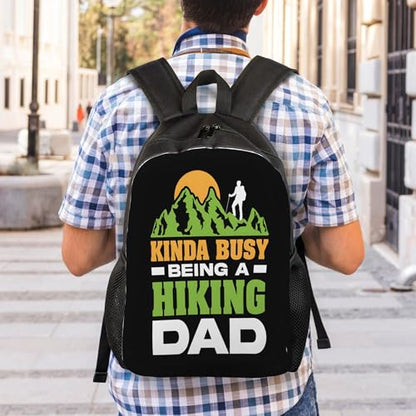 Kinda Busy Being A Hiking Dad Backpacks For Men Women Book Bag Travel Hiking Camping Work Lightweight - color: Ye22