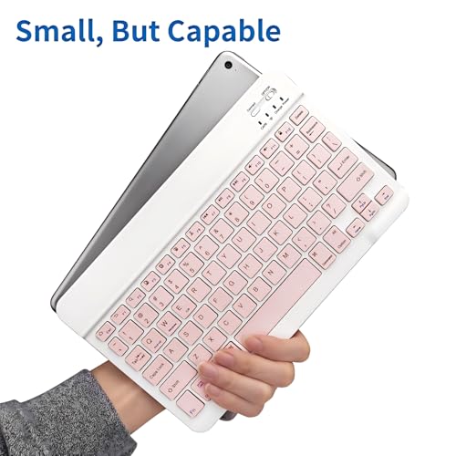Wireless Portable Bluetooth Keyboard,Rechargeable Slim Mini Keyboard for Apple iPad iPhone,Fire Max 11 Fire HD 10,Samsung Tablet Phone Smartphone iPadOS iOS Android (10 Inch Pink) - color: 10 Inch Pink