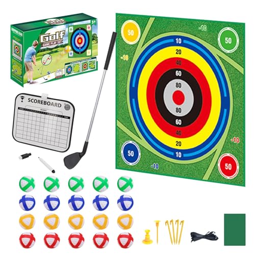 Golf Chipping Game Set - Sticky Target Chip and Stick Training Kit, Portable Double-Sided Hitting Pad, Indoor Outdoor Practice Mat with 20 Balls | Skill Accuracy Sports Equipment for Kids Family Home - color: as per image,