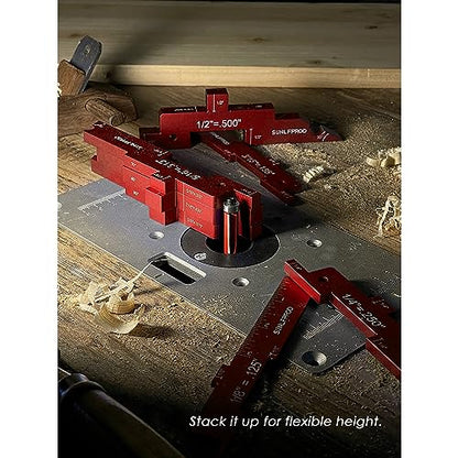 Router Setup Blocks Woodworking 7pcs Aluminum Precision Router Table Set Up Bars for Woodworking & Routers Setup Bars Woodworking Setup Thickness, Depth Height Angle Drill Diameter (Red)