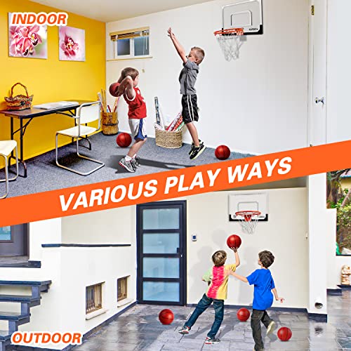 Mini Basketball Hoop Over The Door - Wall Mounted Basketball Hoop Set with Complete Accessories - Basketball Toys Gifts for 6 7 8 9 10 11 12 Year Old Boys
