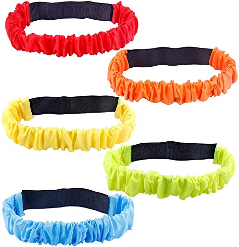 Augshy 5 Pcs 3 Legged Race Bands, Colorful Elastic Tie Rope Bands for Carnival Relay Race, Field Day Games, Adults Outdoor Team Game Party Supplies - style: Style A