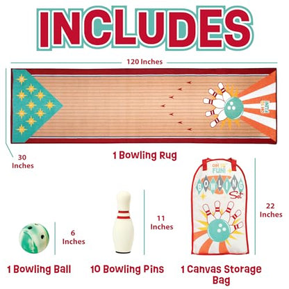 MindWare Oh So Fun! Deluxe Bowling Pins, Ball & Rug Set – Safe & Fun Foam Bowling Set for Kids Ages 3 & Up
