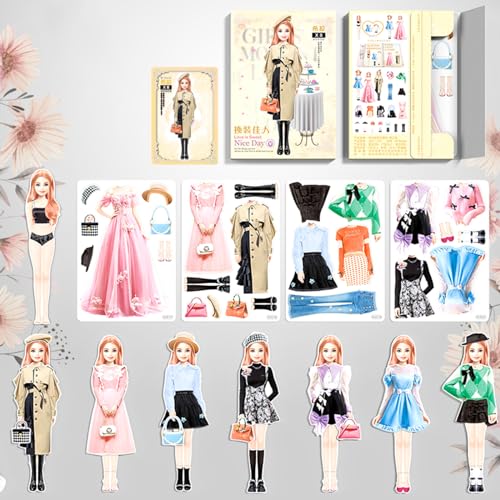 Magnetic Princess Dress Up Paper Doll Pretend Play Toys Magnet People Clothes Puzzles Game for 3+ Year Old Girls Toddler,Preschool Learning Created Imagine Set Birthday Gift (C Set) - style: C Set