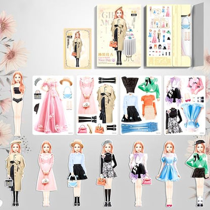 Magnetic Princess Dress Up Paper Doll Pretend Play Toys Magnet People Clothes Puzzles Game for 3+ Year Old Girls Toddler,Preschool Learning Created Imagine Set Birthday Gift (C Set) - style: C Set