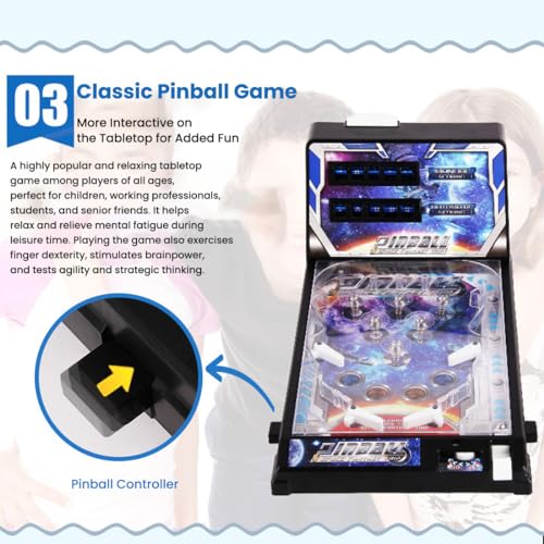 Mini Pinball Game Machine Desktop Ball Shooting Toy (Plug-in Version)