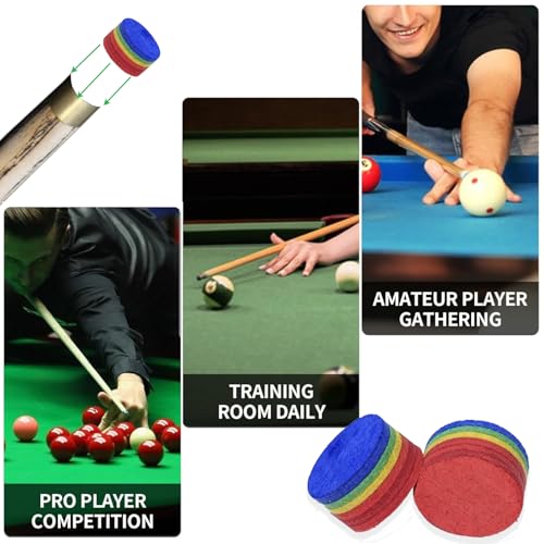 SUPERDIAMOND Pool Cue Tips 14mm, Premium 6-Layer Pig Skin Leather, High Elasticity & Durability Billiard Tips for Pool Sticks and Snooker Cues, Perfect for Professional Players and Beginners - style: Billiard Cue Tips-Rainbow-5pcs