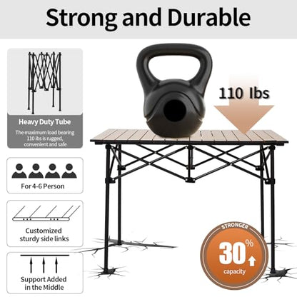 SHANQUAN Camping Table Roll up Table, Fold up Lightweight Compact, 2-4 Person Portable Roll up Aluminum Table with Carry Bag for Outdoor, Camping, Picnic, Backyards, BBQ - size: 37*22 inch