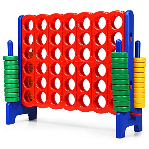 ARLIME Giant 4 in a Row Connect Game, 47'' Jumbo 4-to-Score Toy Set W/ Quick-Release Lever, Build-in Ring, Jumbo Sized for Kids & Adults, Oversized Floor Activity for Indoor & Outdoor Play - color: Blue