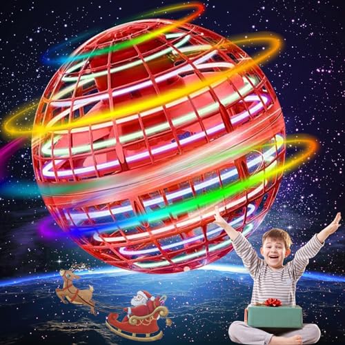 2025 Upgraded Flying Orb Ball Toy, Hover Boomerang Ball Spinner Mini Drone - Magic Floating Galactic Fly Spinning Orb, for for Boys Girls and 6-12 Age Kids - color: Red