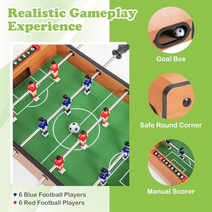 GYMAX Foosball Table, 20" Mini Foosball Table with 2 Balls for Kids, Table Top Foosball for Game Room Home Office Dorm