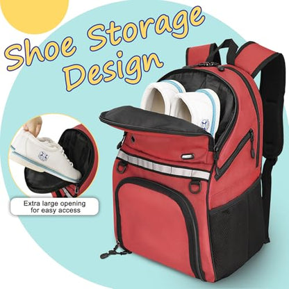 Goloni Bowling Backpack,Single Ball Bowling Bag with Shoe Compartment Up to Size 16,Bowling Bag with Padded Ball Holder - color: Red