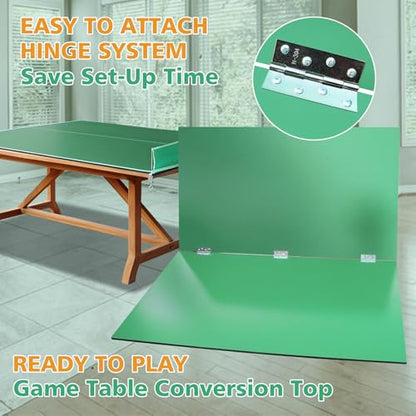 8ft Green Mid-Size Ping Pong Conversion Top Foldable & Portable Table Tennis Table Top for Indoor Games(Green)