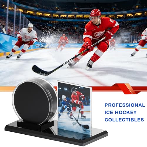 Card Archiver Hockey Puck Display Case, Acrylic Ball Ring & Card Stand Set | Dual Slot Design, Crystal Clear View, Sturdy Wear-resistant, Dustproof Waterproof, Easy Assembly, Sports Collectible Decor