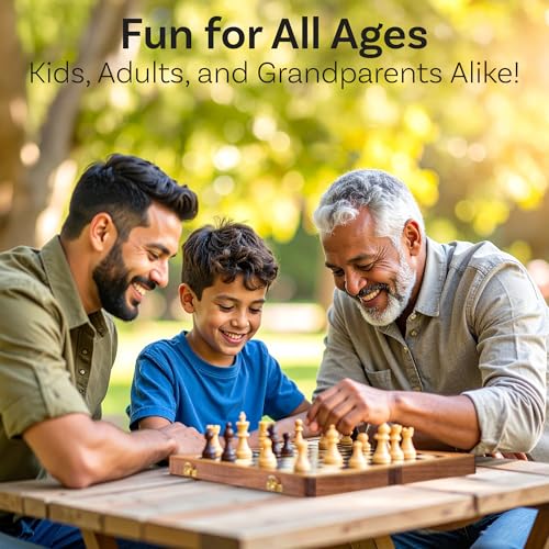 12" Large Wooden Chess Set - Handcrafted Chess Board Game with Magnetic Pieces & Storage - Deluxe Folding Board for Kids & Adults - Premium Acacia Wood Set for Home Decor, Coffee Table & Gift