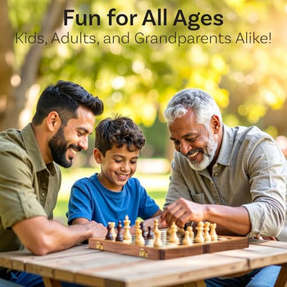 12" Large Wooden Chess Set - Handcrafted Chess Board Game with Magnetic Pieces & Storage - Deluxe Folding Board for Kids & Adults - Premium Acacia Wood Set for Home Decor, Coffee Table & Gift