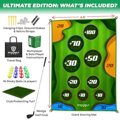 Golf Game for Adults Outdoor Indoor - Backyard Chipping Set with Sticky Balls - Family Entertainment Multi-Player Action - Friend and Party Activity - Gift for Golfers - style: StickyGolf (with club)