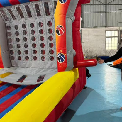 Giant 4 in a Row Connect Inflatable 4-to-Score Basketball Game with Blower+20 Balls, Inflatable Carnival Games for Party, Lawn Games, School Events