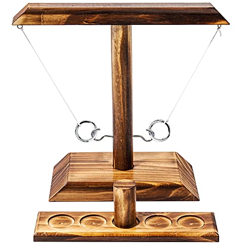 Ring Toss Game, Fun Hook and Ring Game, Handmade Wooden Interactive Game for Home and Party