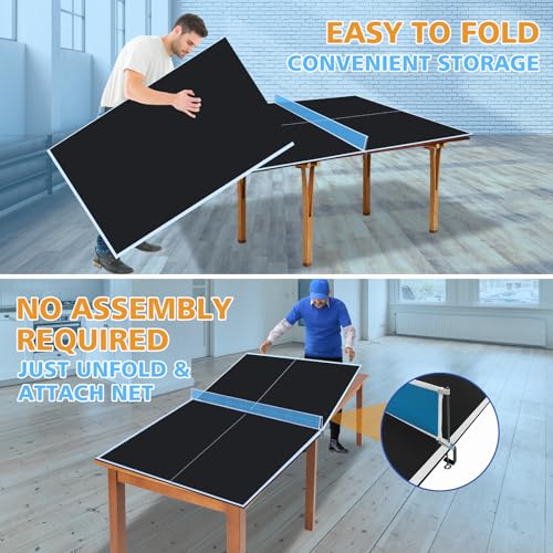 7/8/9ft Mid-Size Ping Pong Conversion Top with Net Set for Billiard and Pool Tables - Regulation Top Converts Billiards into Ping Pong Table Blue/Green/Black - color: Black, size: 7 FT