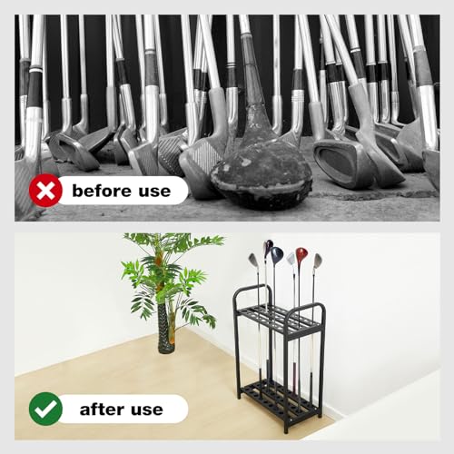 Hicarer 27 Hole Golf Club Holder Metal Golf Club Organizer Stand Rack Putter Stand Display for Indoor and Outdoor Use Home, Black - style: 27 Hole