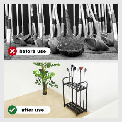 Hicarer 27 Hole Golf Club Holder Metal Golf Club Organizer Stand Rack Putter Stand Display for Indoor and Outdoor Use Home, Black - style: 27 Hole