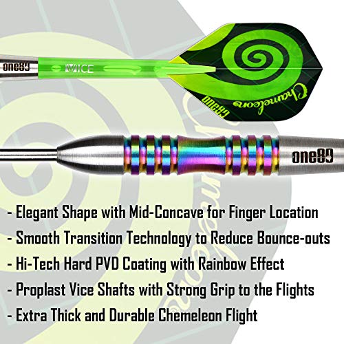 ONE80 90% Tungsten Steel Tip Darts Sets Chameleon, Night Hunter Professional Darts Set - style: CR 21g
