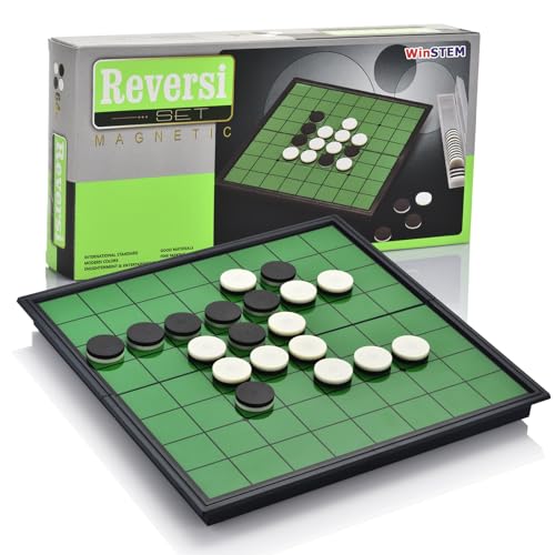 Magnetic Reversi Board Game Set 9.76" with Folding Board Classic Travel Games for Kids and Adults