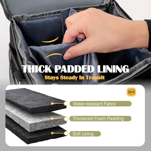 Bocce Ball Bag for 8 Balls, Bocce Ball Set Carrying Case with Removable Dividers, Padded Bocce Storage Bag with Shoulder Strap & Mesh Pockets for Lawn Games, Black (Bag Only)