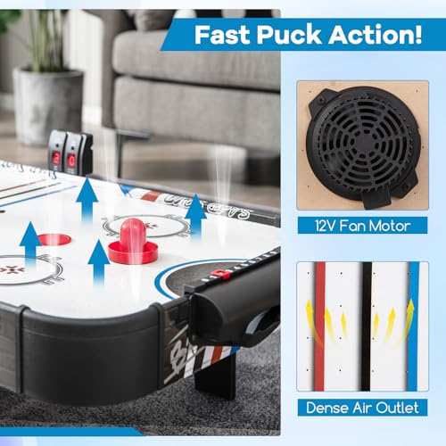 Air Hockey Table, 42" Arcades Small Air Hockey Table Top with 2 Pucks & Strikers, LED Electronic Scoring, Powerful 12V Motor, Portable Game Table for Kids & Adults, Game Room, Family Time