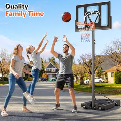 Yohood Basketball Hoop Outdoor 10ft Adjustable, Portable Basketball Hoop Goal System for Kids Youth and Adults in Backyard/Driveway/Indoor, 44 Inch Shatterproof Backboard and Larger Base - style: Black