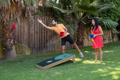 State Flag Solid Wood Regulation Cornhole Set 4 Feet x 2 Feet Includes Set of 8 Bags and Carrying Case with Optional LED Lights and Lamination - style: Iowa