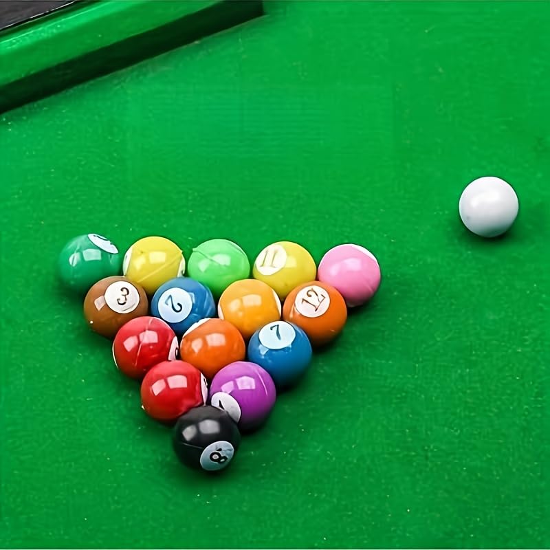 Mini Pool Table, Billiard Game with 11 Balls, 2 Cue and 1 Triangle, Portable Game Table, Table Snooker Game for Stress Relief, Play Set for Kids and Adults
